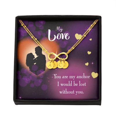 To My Wife You Are My Anchor Infinity Bracelet With Initial Charms - Infinity Bracelet