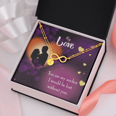 To My Wife You Are My Anchor Infinity Bracelet With Initial Charms - Infinity Bracelet