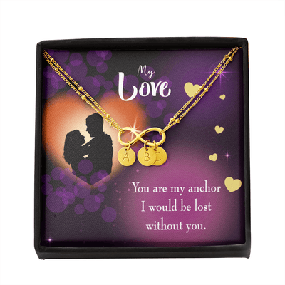 To My Wife You Are My Anchor Infinity Bracelet With Initial Charms - Infinity Bracelet