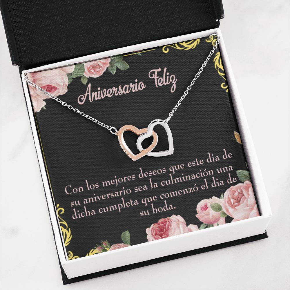 Wife Gift For Wife Birthday Aniversario Feliz Inseparable Love Pendant 18k Rose Gold Finish 16� - Interlocking Hearts Necklace