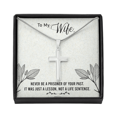 Christian Encouragement Card To My Wifenever Be A Prisoner Faith Cross Necklace Stainless Steel Pendant Religious Gift - Meanful Cross Messages Card Gift Idea