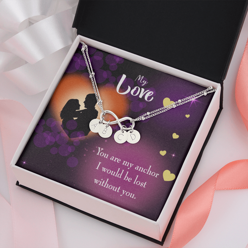 To My Wife You Are My Anchor Infinity Bracelet With Initial Charms - Infinity Bracelet