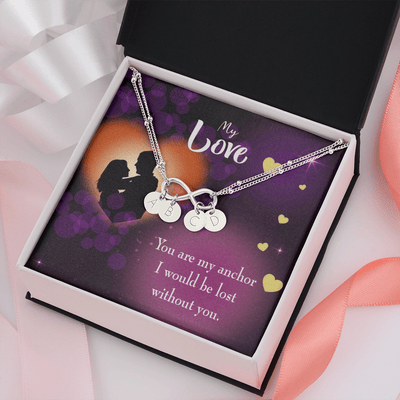 To My Wife You Are My Anchor Infinity Bracelet With Initial Charms - Infinity Bracelet