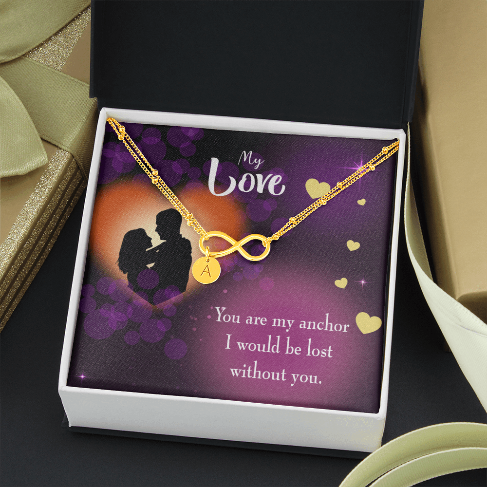 To My Wife You Are My Anchor Infinity Bracelet With Initial Charms - Infinity Bracelet
