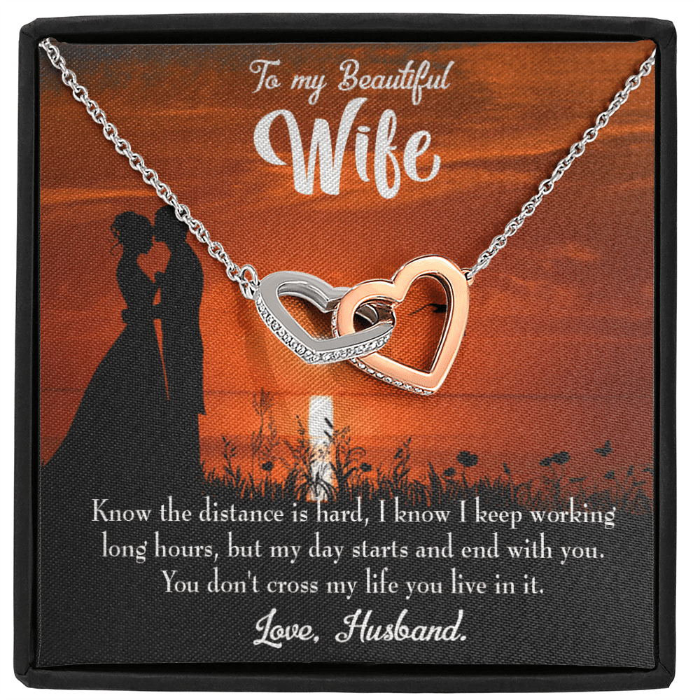 Wife Gift For Wife Birthday Knowing The Distance Inseparable Love Pendant 18k Rose Gold Finish 16� - Interlocking Hearts Necklace