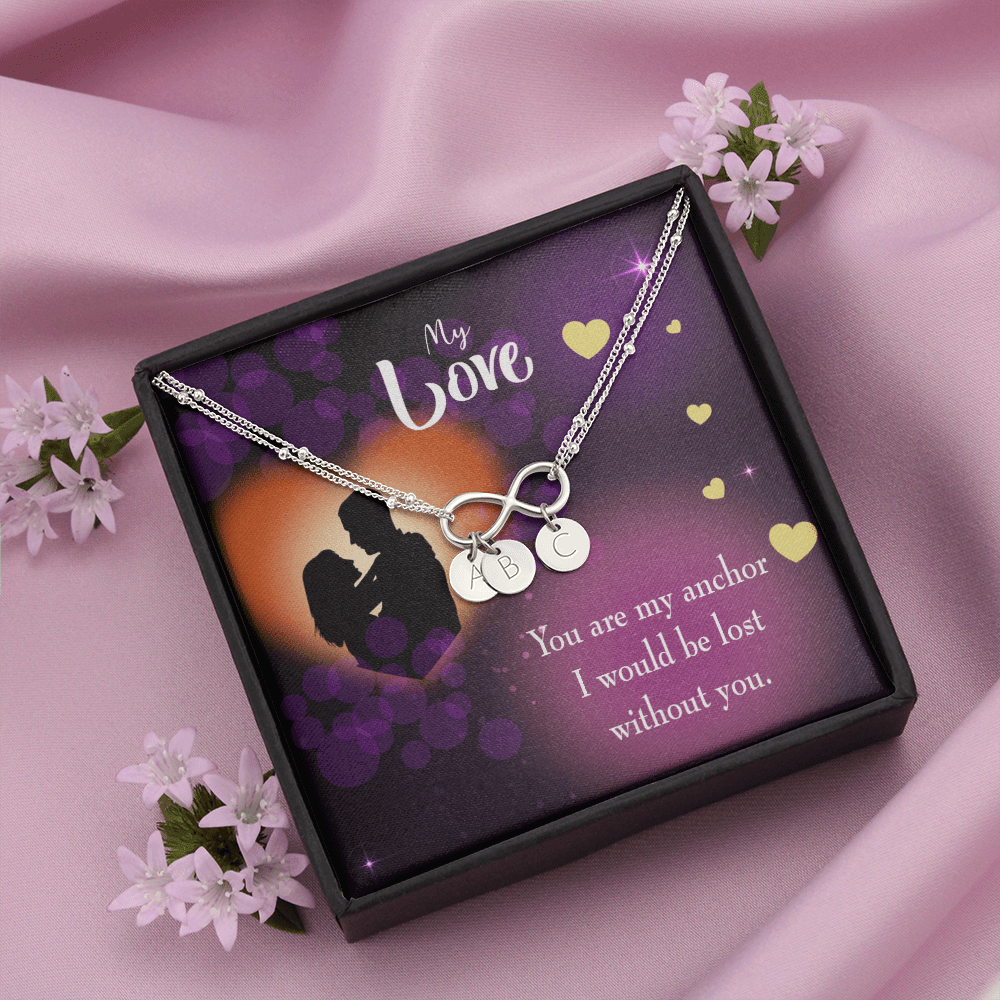 To My Wife You Are My Anchor Infinity Bracelet With Initial Charms - Infinity Bracelet