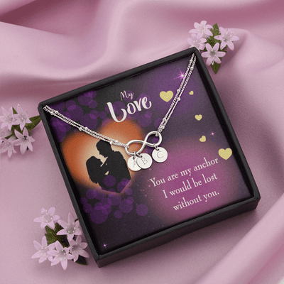 To My Wife You Are My Anchor Infinity Bracelet With Initial Charms - Infinity Bracelet