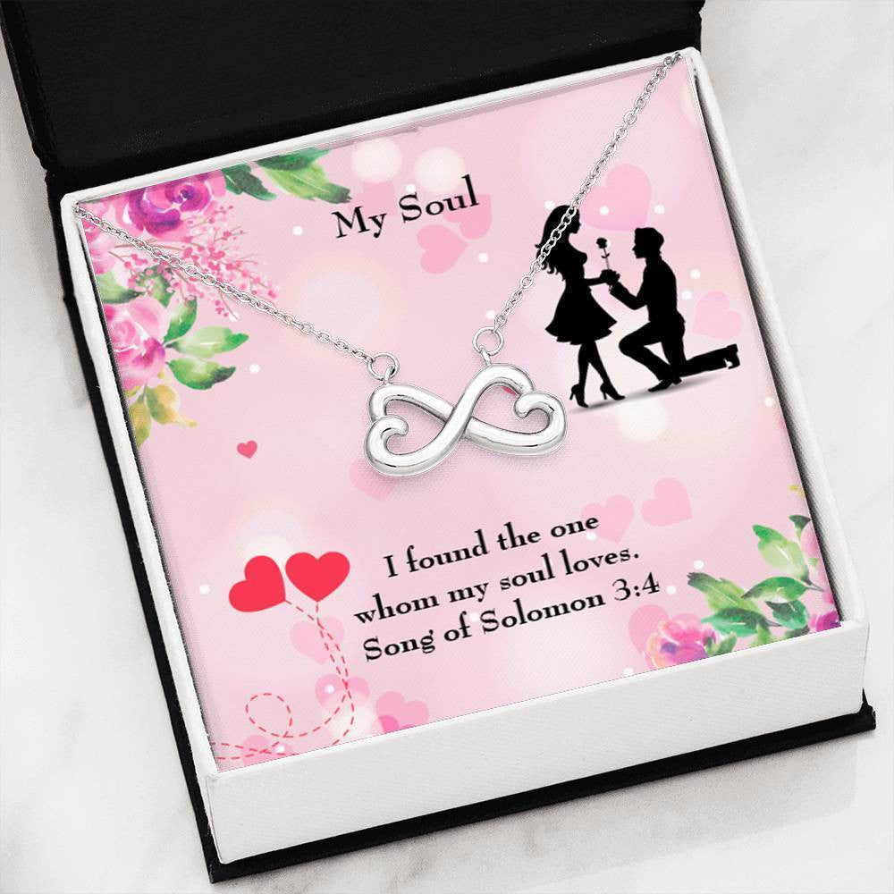 Wife Fiancee Girlfriend Giftmy Soull Infinity Pendant Stainless Steel Necklace Bible Verse Message - Infinity Love Necklace
