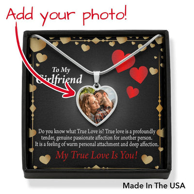 Personalized To My Girlfriend True Love Necklace Stainless Steel Heart Pendant Jewelry Gift  - Photo Upload Cards