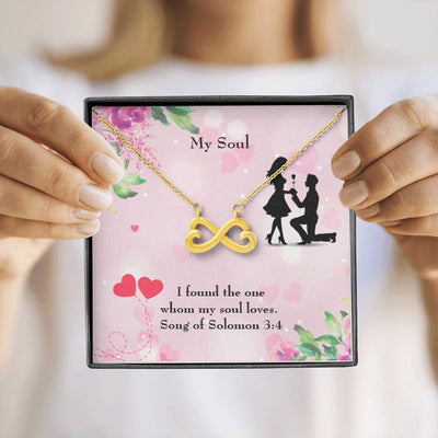 Wife Fiancee Girlfriend Giftmy Soull Infinity Pendant Stainless Steel Necklace Bible Verse Message - Infinity Love Necklace