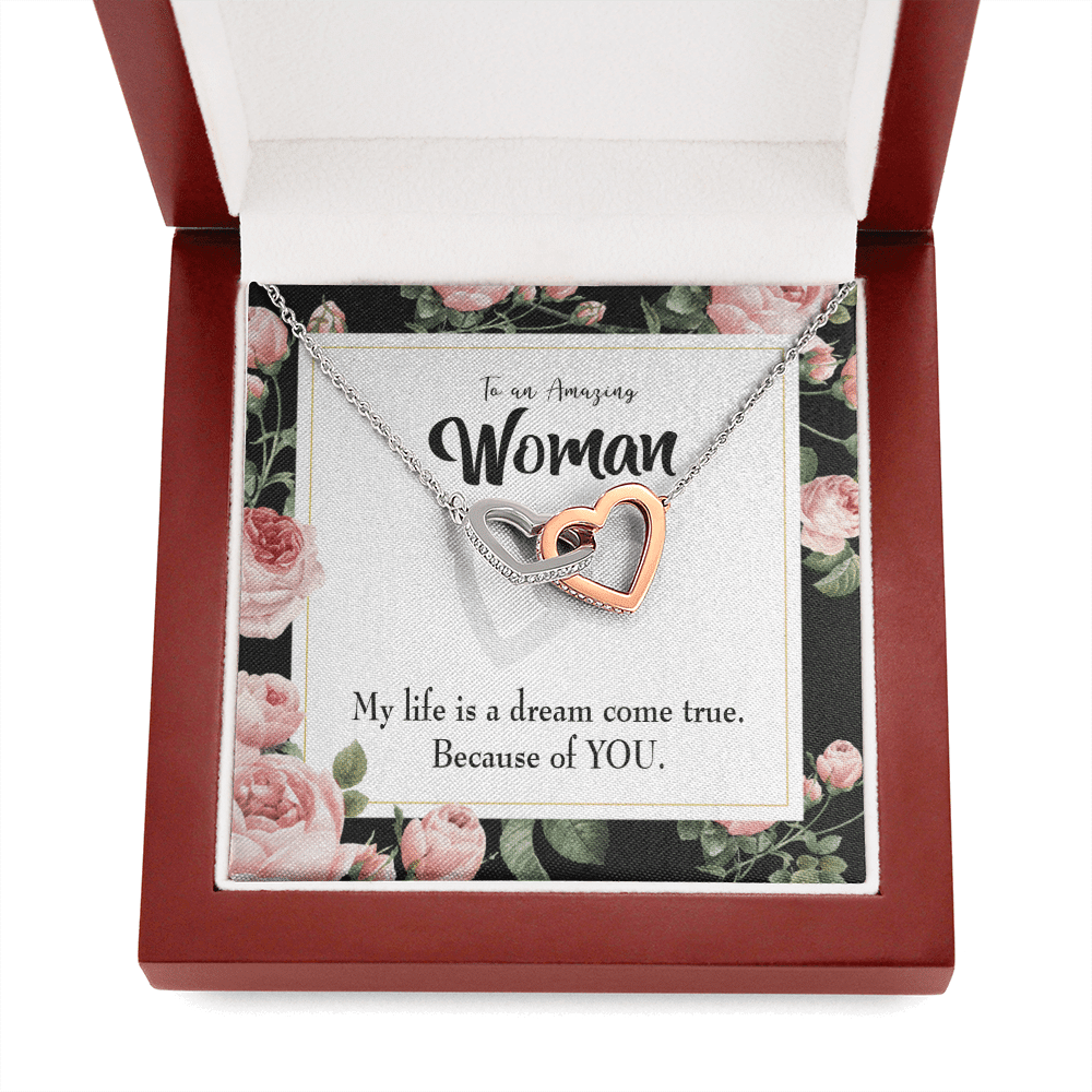 Wife Gift For Wife Birthday Dream Come True Inseparable Love Pendant 18k Rose Gold Finish 16� - Interlocking Hearts Necklace