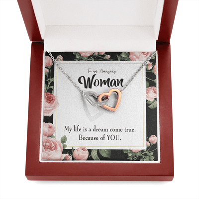 Wife Gift For Wife Birthday Dream Come True Inseparable Love Pendant 18k Rose Gold Finish 16� - Interlocking Hearts Necklace