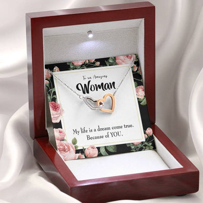 Wife Gift For Wife Birthday Dream Come True Inseparable Love Pendant 18k Rose Gold Finish 16� - Interlocking Hearts Necklace