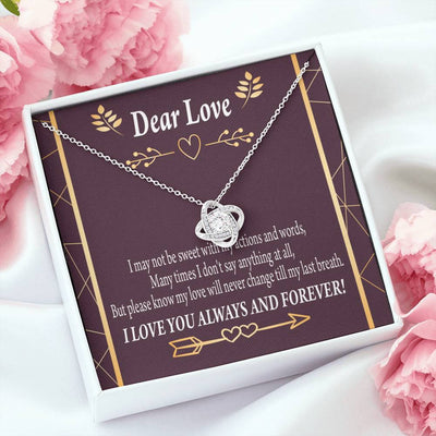 Apology To Wife Girlfriend My Love Love Knot Pendant Necklace Stainless Steel W Cz Stone - Luxury Love Knot Necklace Meanful Gift Idea For Her/Him