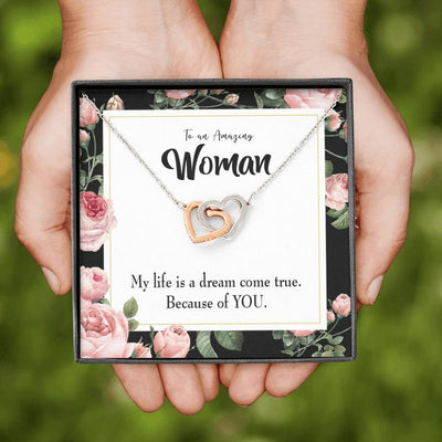 Wife Gift For Wife Birthday Dream Come True Inseparable Love Pendant 18k Rose Gold Finish 16� - Interlocking Hearts Necklace