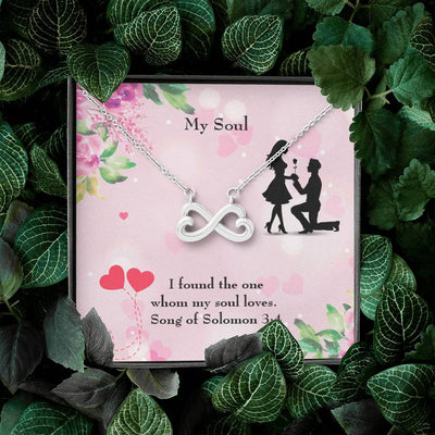 Wife Fiancee Girlfriend Giftmy Soull Infinity Pendant Stainless Steel Necklace Bible Verse Message - Infinity Love Necklace
