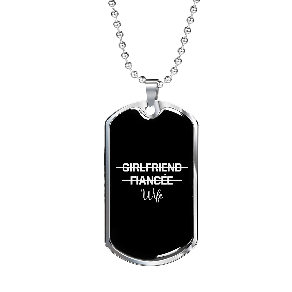 To My Girlfriend Girlfriend Fiance Wife Transparent Necklace Stainless Steel or 18k Gold Dog Tag 24" Chain - Luxury Love Messages Dog Tag Gifts For Man, Woman