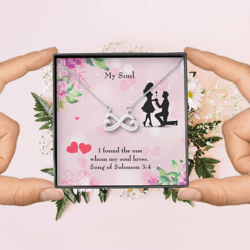 Wife Fiancee Girlfriend Giftmy Soull Infinity Pendant Stainless Steel Necklace Bible Verse Message - Infinity Love Necklace