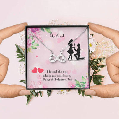 Wife Fiancee Girlfriend Giftmy Soull Infinity Pendant Stainless Steel Necklace Bible Verse Message - Infinity Love Necklace