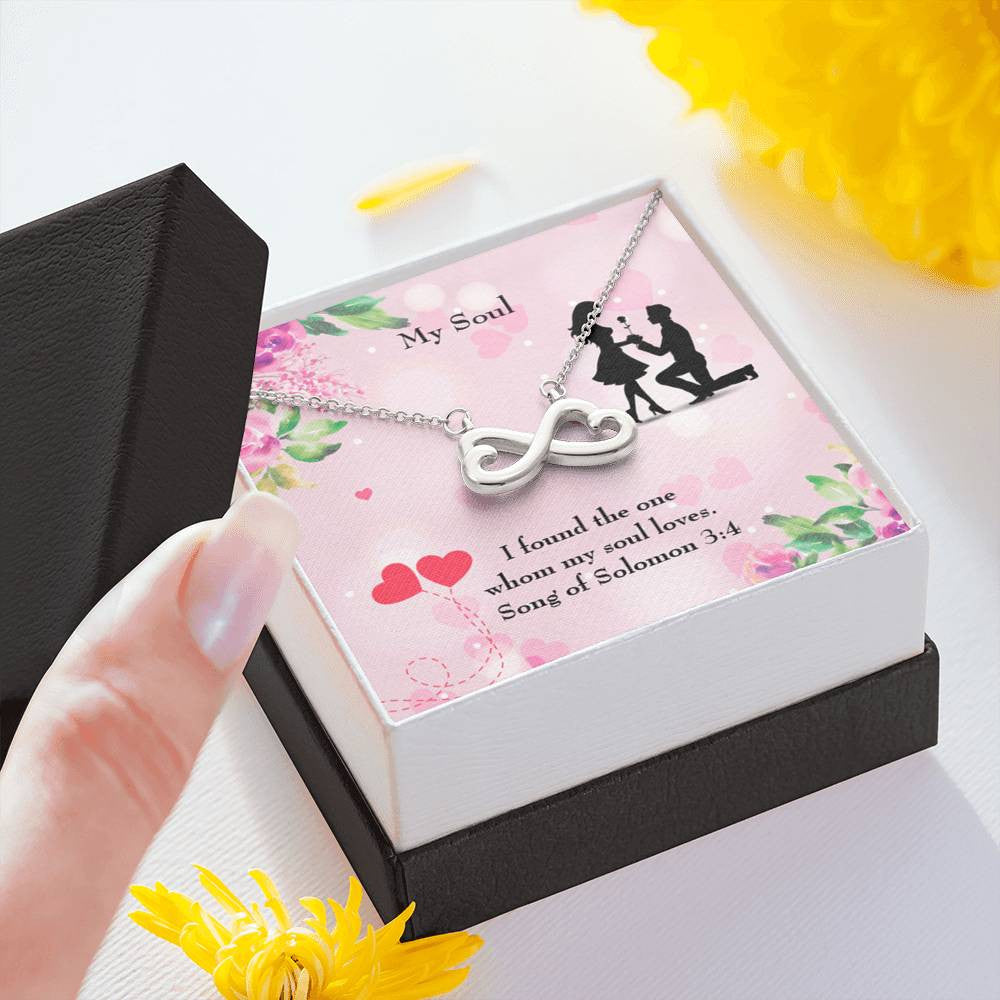 Wife Fiancee Girlfriend Giftmy Soull Infinity Pendant Stainless Steel Necklace Bible Verse Message - Infinity Love Necklace
