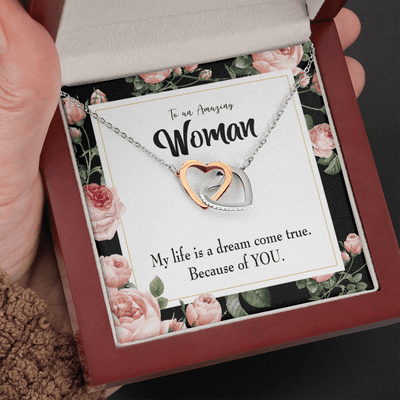 Wife Gift For Wife Birthday Dream Come True Inseparable Love Pendant 18k Rose Gold Finish 16� - Interlocking Hearts Necklace