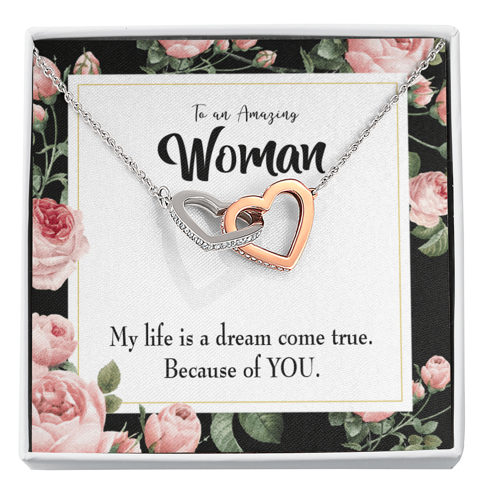 Wife Gift For Wife Birthday Dream Come True Inseparable Love Pendant 18k Rose Gold Finish 16� - Interlocking Hearts Necklace
