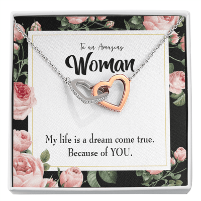 Wife Gift For Wife Birthday Dream Come True Inseparable Love Pendant 18k Rose Gold Finish 16� - Interlocking Hearts Necklace