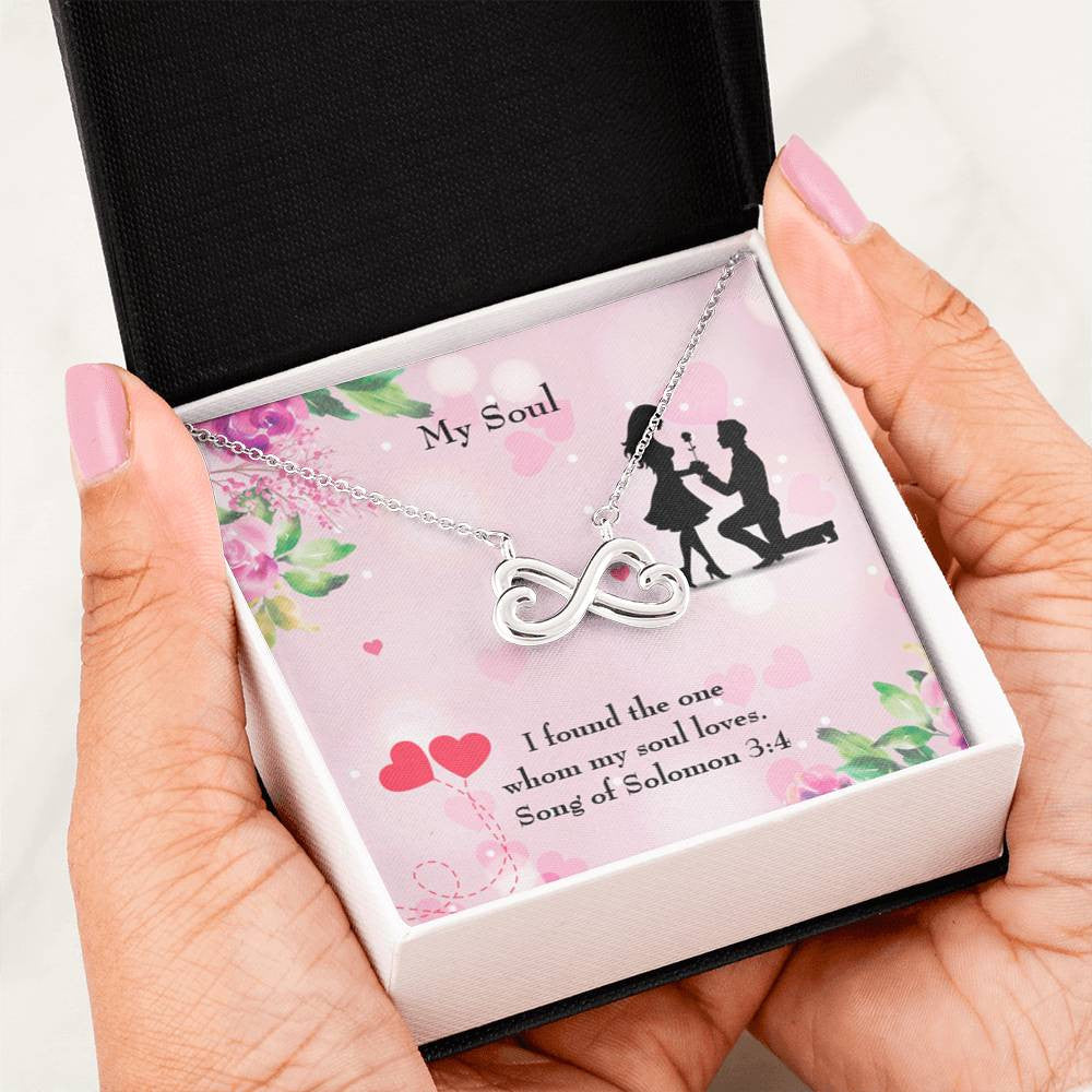 Wife Fiancee Girlfriend Giftmy Soull Infinity Pendant Stainless Steel Necklace Bible Verse Message - Infinity Love Necklace