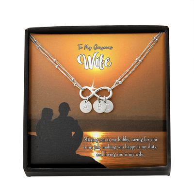 To My Wife Missing You Infinity Bracelet With Initial Charms - Infinity Bracelet