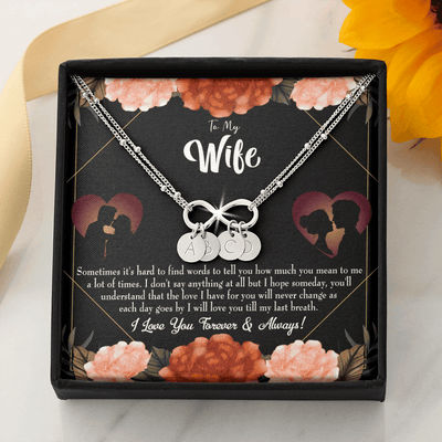 To My Wife Love You Forever Infinity Bracelet With Initial Charms - Infinity Bracelet