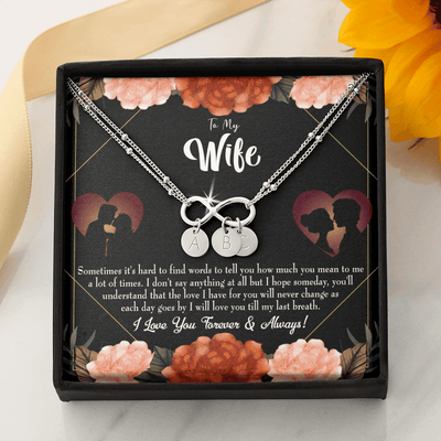 To My Wife Love You Forever Infinity Bracelet With Initial Charms - Infinity Bracelet