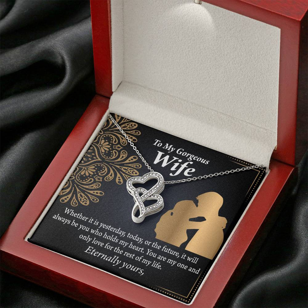 To My Wife It's Always Been You Twin Hearts Necklace Cz Eternal Bond Pendant From Son Daughter Gift Anniversary Birthday Graduation Mothers Day - Double Hearts Necklace