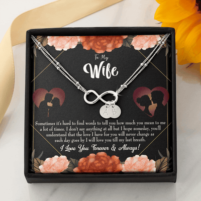 To My Wife Love You Forever Infinity Bracelet With Initial Charms - Infinity Bracelet