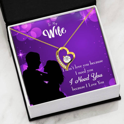 Gift For Wife Gift For Wife Because I Love You Forever Love NecklaceHeart Pendant Stainless Steel or 18k Gold - Forever Love Necklace Gift Idea For Woman