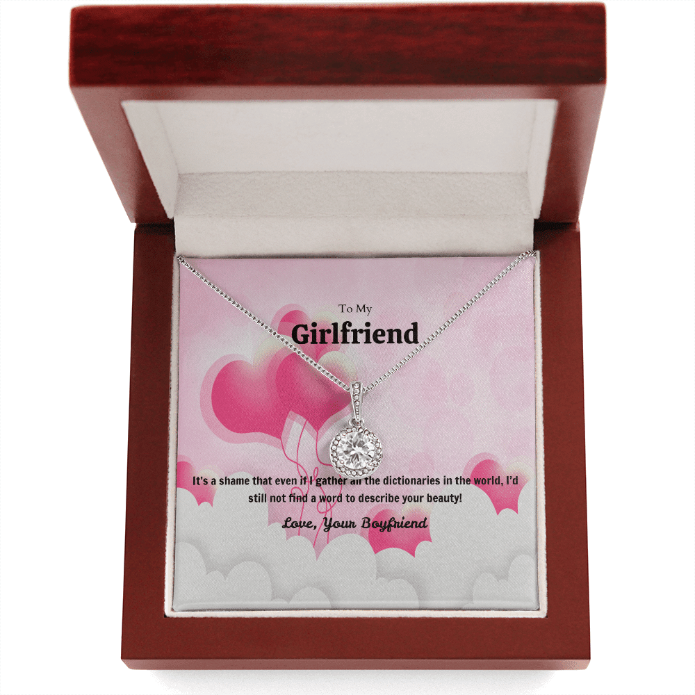 To My Girlfriend Valentines Gift No Word to Describe Your Beauty Heart Balloon Eternal Union Necklace - Eternal Hope