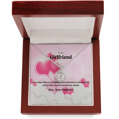 To My Girlfriend Valentines Gift No Word to Describe Your Beauty Heart Balloon Eternal Union Necklace - Eternal Hope