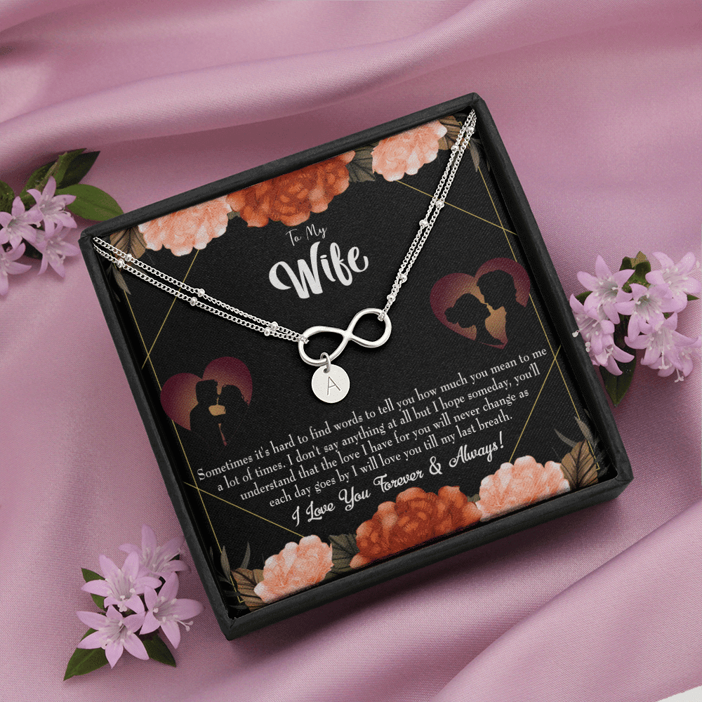 To My Wife Love You Forever Infinity Bracelet With Initial Charms - Infinity Bracelet