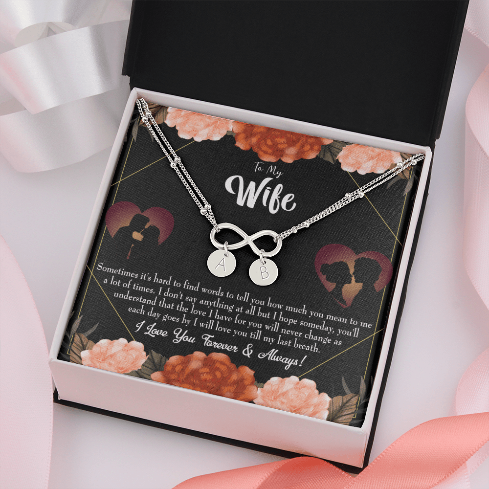 To My Wife Love You Forever Infinity Bracelet With Initial Charms - Infinity Bracelet