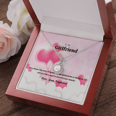 To My Girlfriend Valentines Gift No Word to Describe Your Beauty Heart Balloon Eternal Union Necklace - Eternal Hope