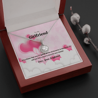 To My Girlfriend Valentines Gift No Word to Describe Your Beauty Heart Balloon Eternal Union Necklace - Eternal Hope