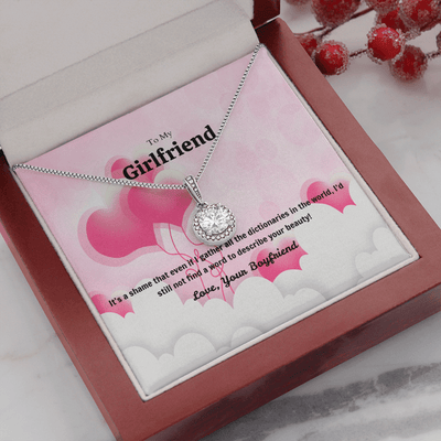 To My Girlfriend Valentines Gift No Word to Describe Your Beauty Heart Balloon Eternal Union Necklace - Eternal Hope