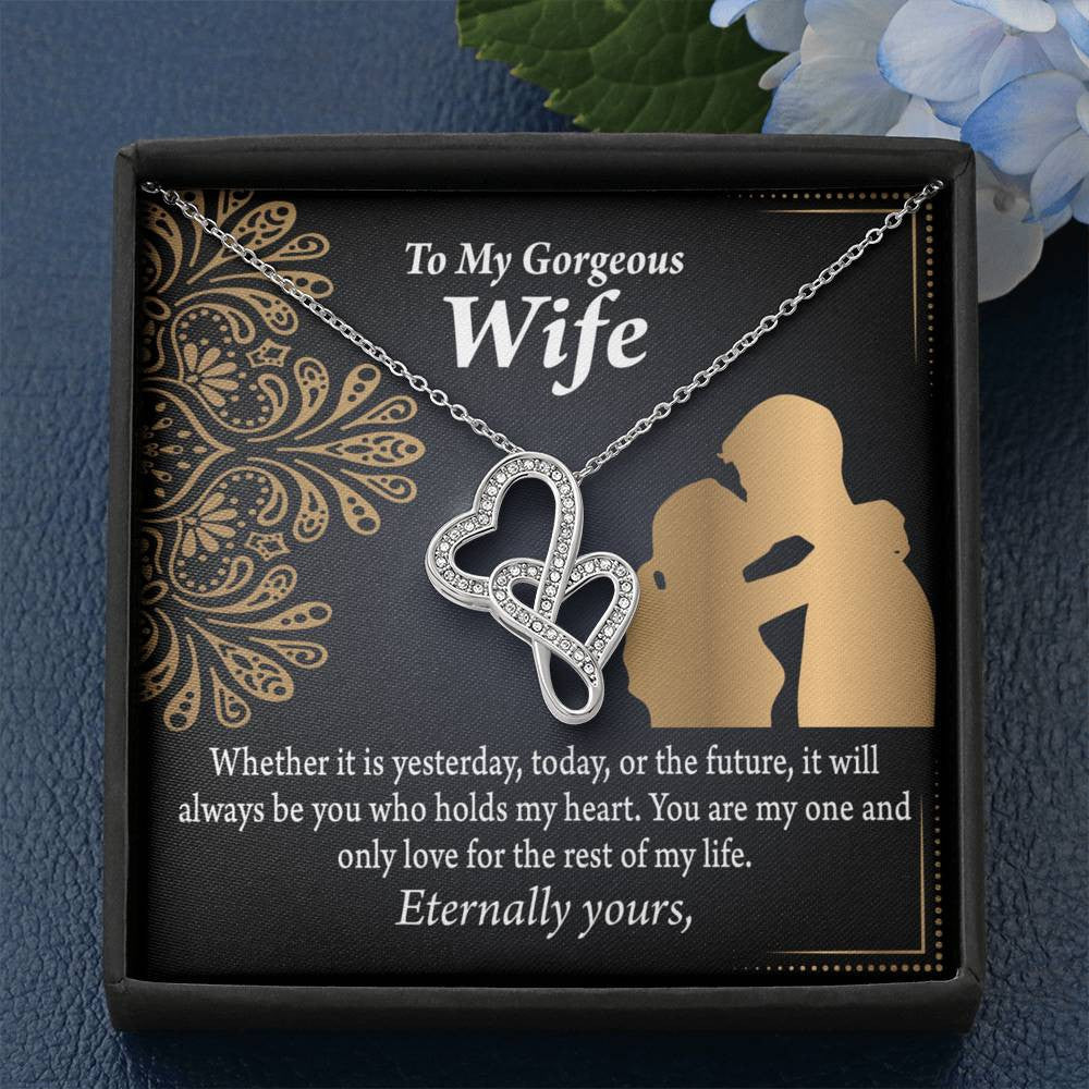 To My Wife It's Always Been You Twin Hearts Necklace Cz Eternal Bond Pendant From Son Daughter Gift Anniversary Birthday Graduation Mothers Day - Double Hearts Necklace