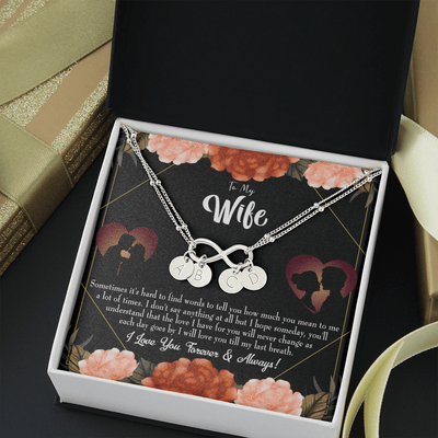 To My Wife Love You Forever Infinity Bracelet With Initial Charms - Infinity Bracelet