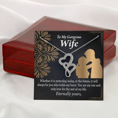To My Wife It's Always Been You Twin Hearts Necklace Cz Eternal Bond Pendant From Son Daughter Gift Anniversary Birthday Graduation Mothers Day - Double Hearts Necklace