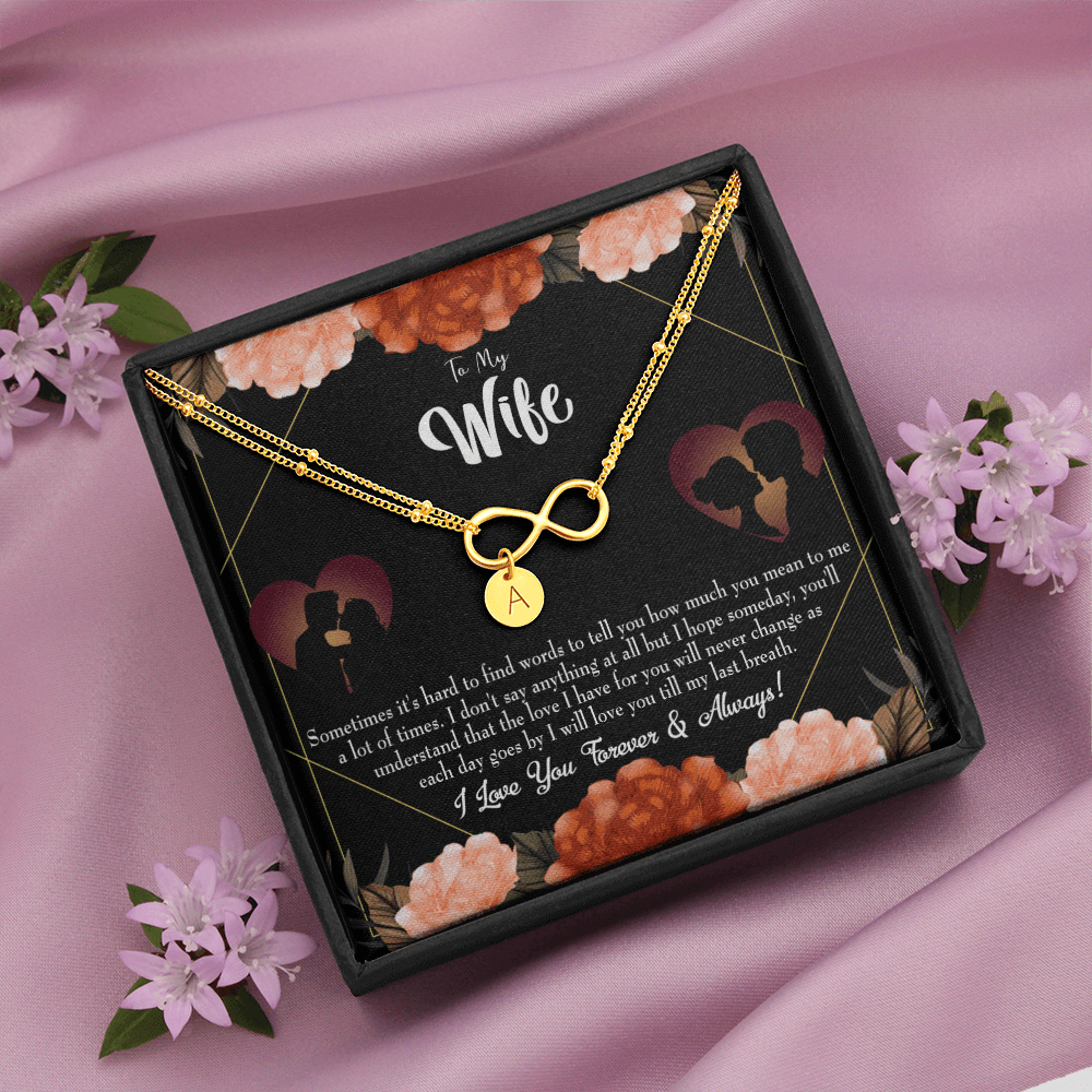 To My Wife Love You Forever Infinity Bracelet With Initial Charms - Infinity Bracelet