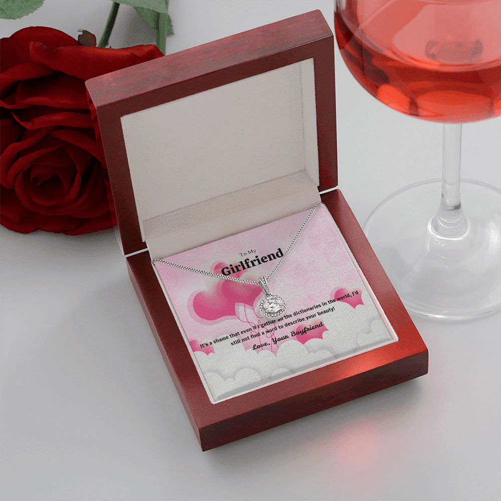 To My Girlfriend Valentines Gift No Word to Describe Your Beauty Heart Balloon Eternal Union Necklace - Eternal Hope