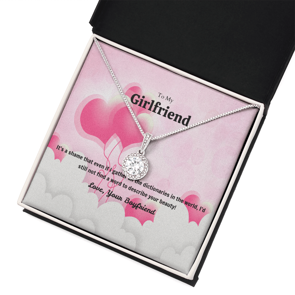 To My Girlfriend Valentines Gift No Word to Describe Your Beauty Heart Balloon Eternal Union Necklace - Eternal Hope