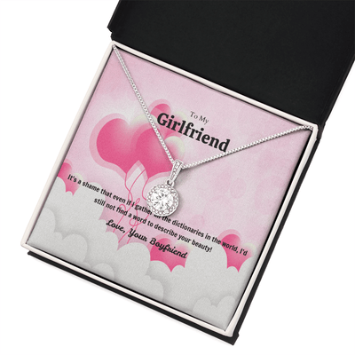 To My Girlfriend Valentines Gift No Word to Describe Your Beauty Heart Balloon Eternal Union Necklace - Eternal Hope