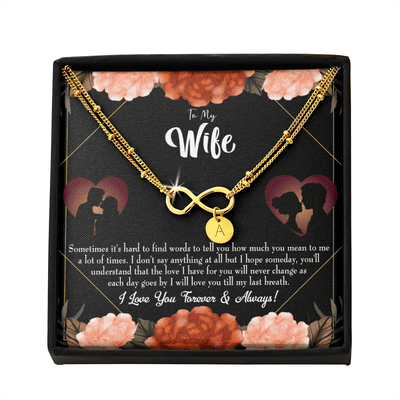 To My Wife Love You Forever Infinity Bracelet With Initial Charms - Infinity Bracelet