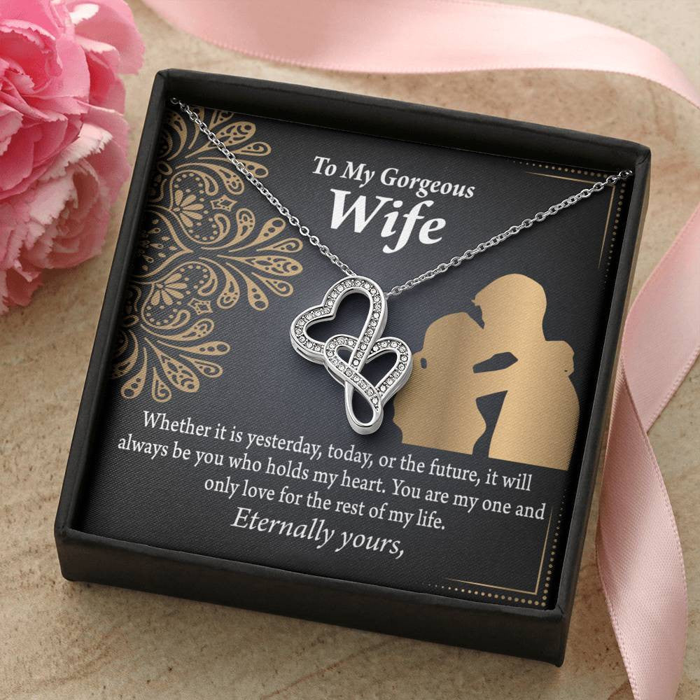 To My Wife It's Always Been You Twin Hearts Necklace Cz Eternal Bond Pendant From Son Daughter Gift Anniversary Birthday Graduation Mothers Day - Double Hearts Necklace